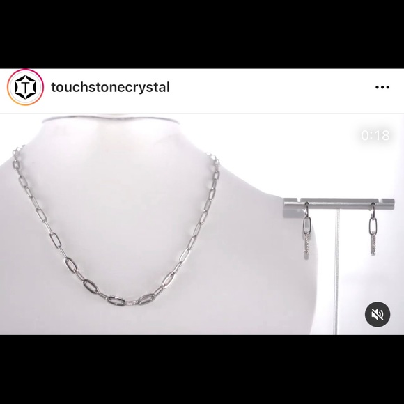 Swarovski Pave Paperclip Necklace - Picture 7 of 9